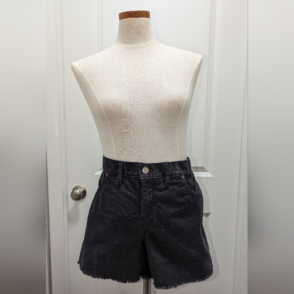 GAP frayed bottomed corduroy shorts in dark gray